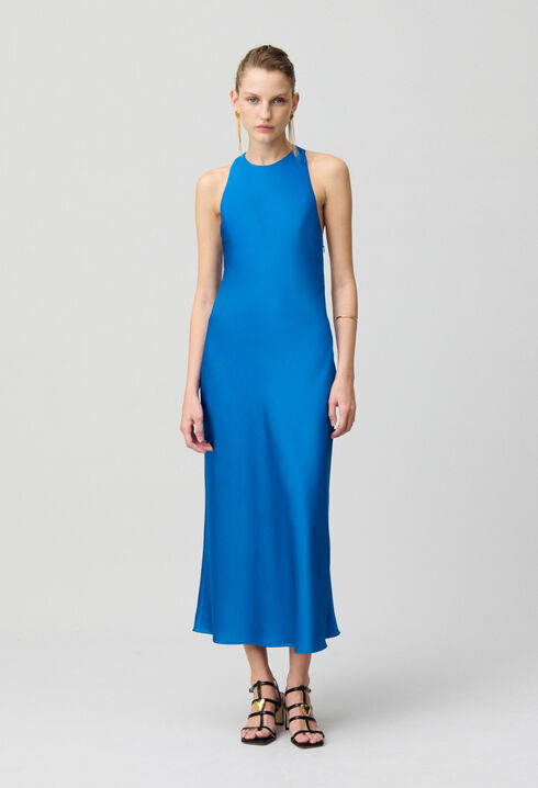Satin Open-Back Maxi Dress