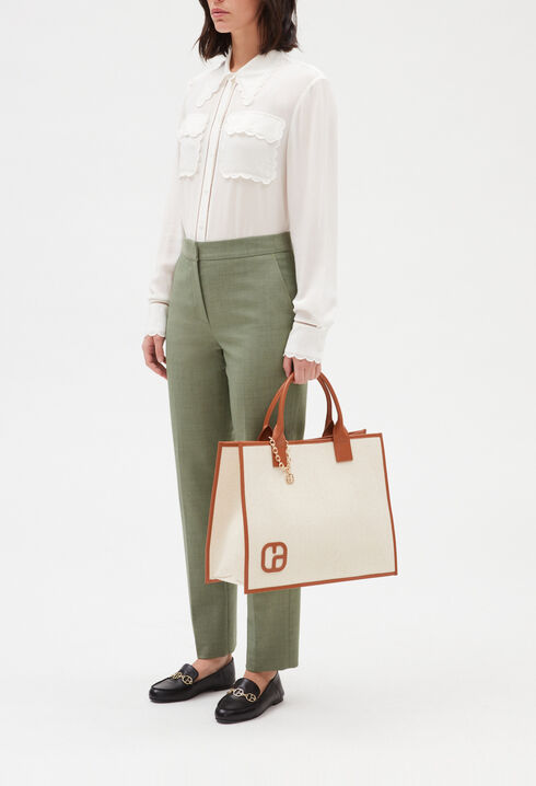 Khaki suit trousers