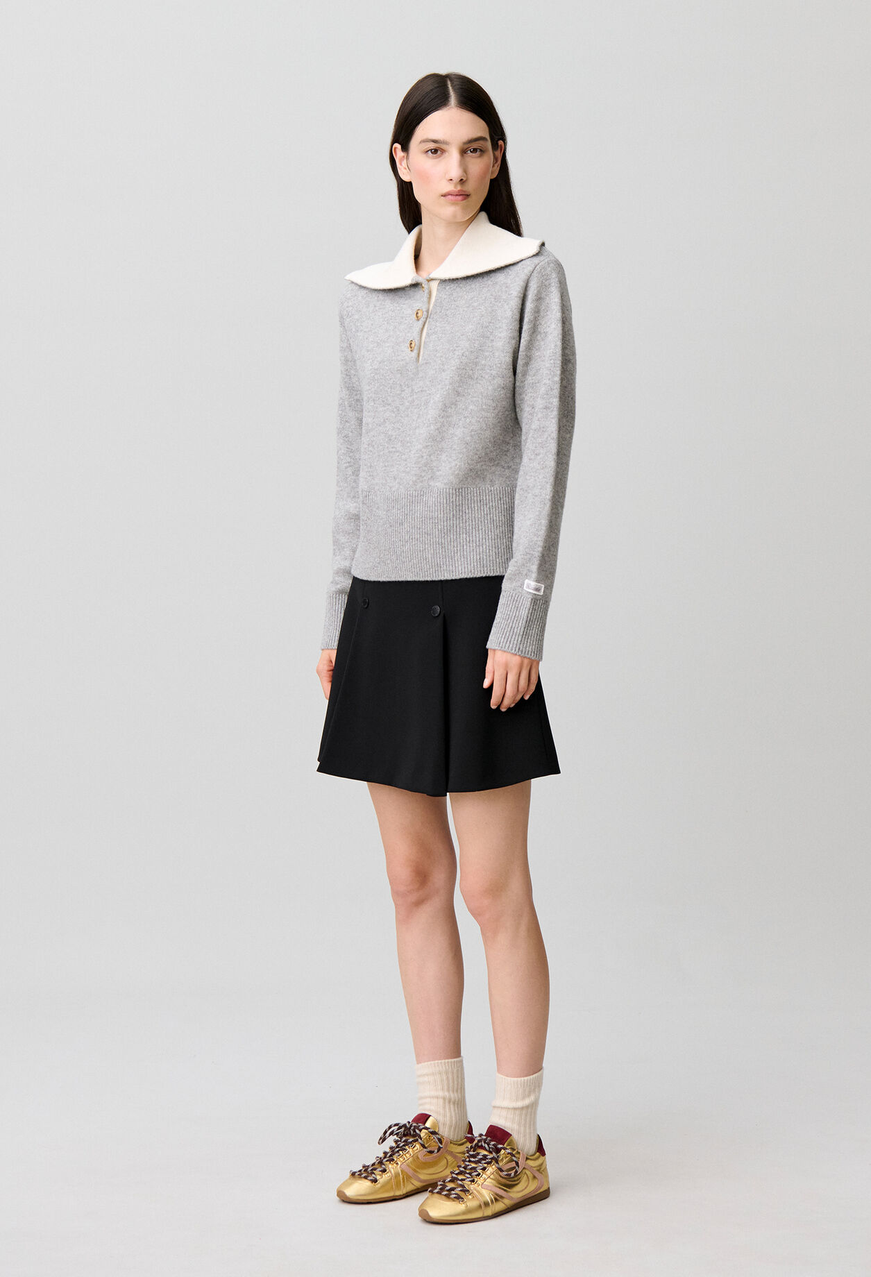 Relaxed wool half-zip jumper