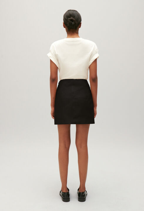 Short leather skirt