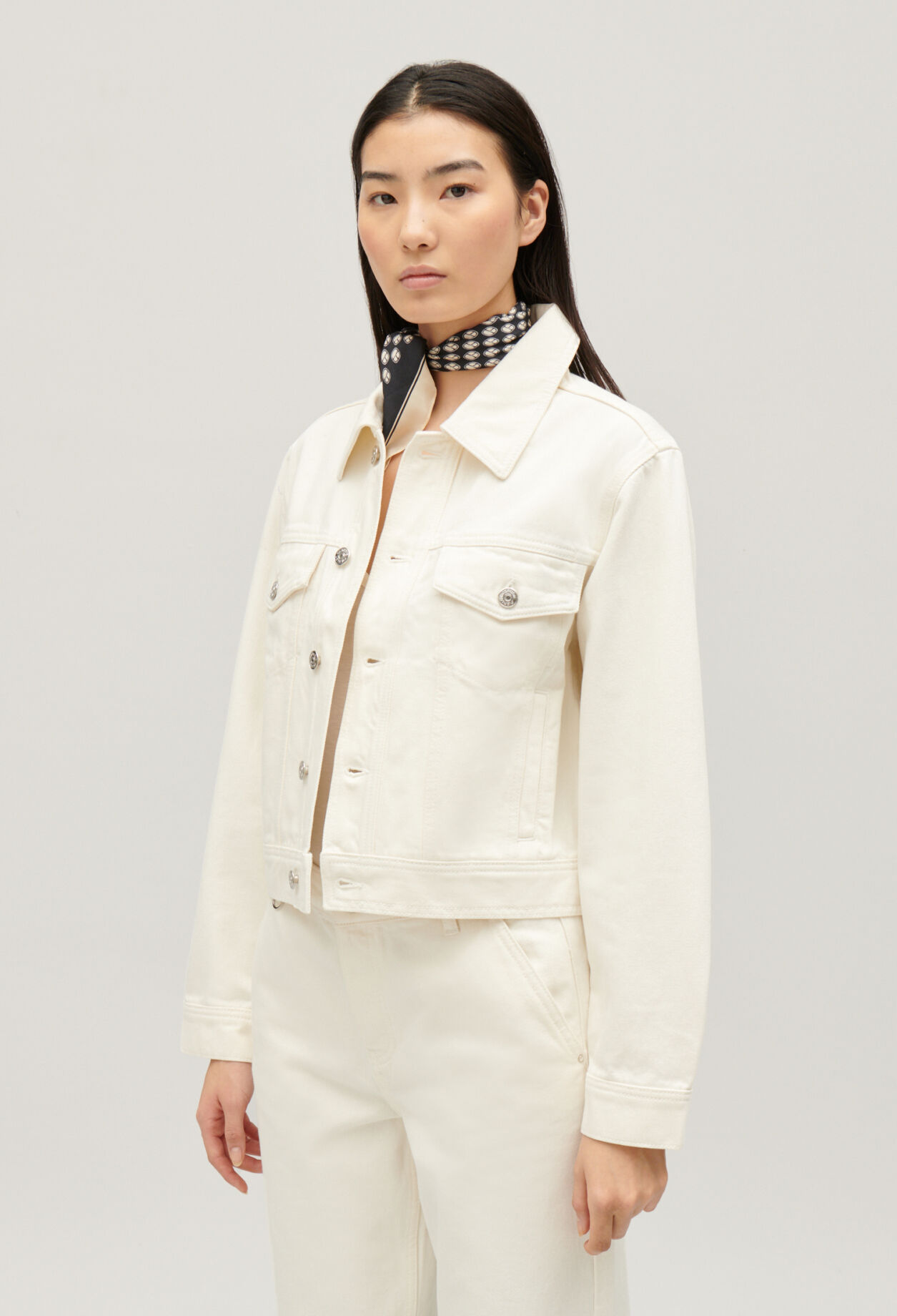 Straight leg cream denim jacket for women Claudie Pierlot