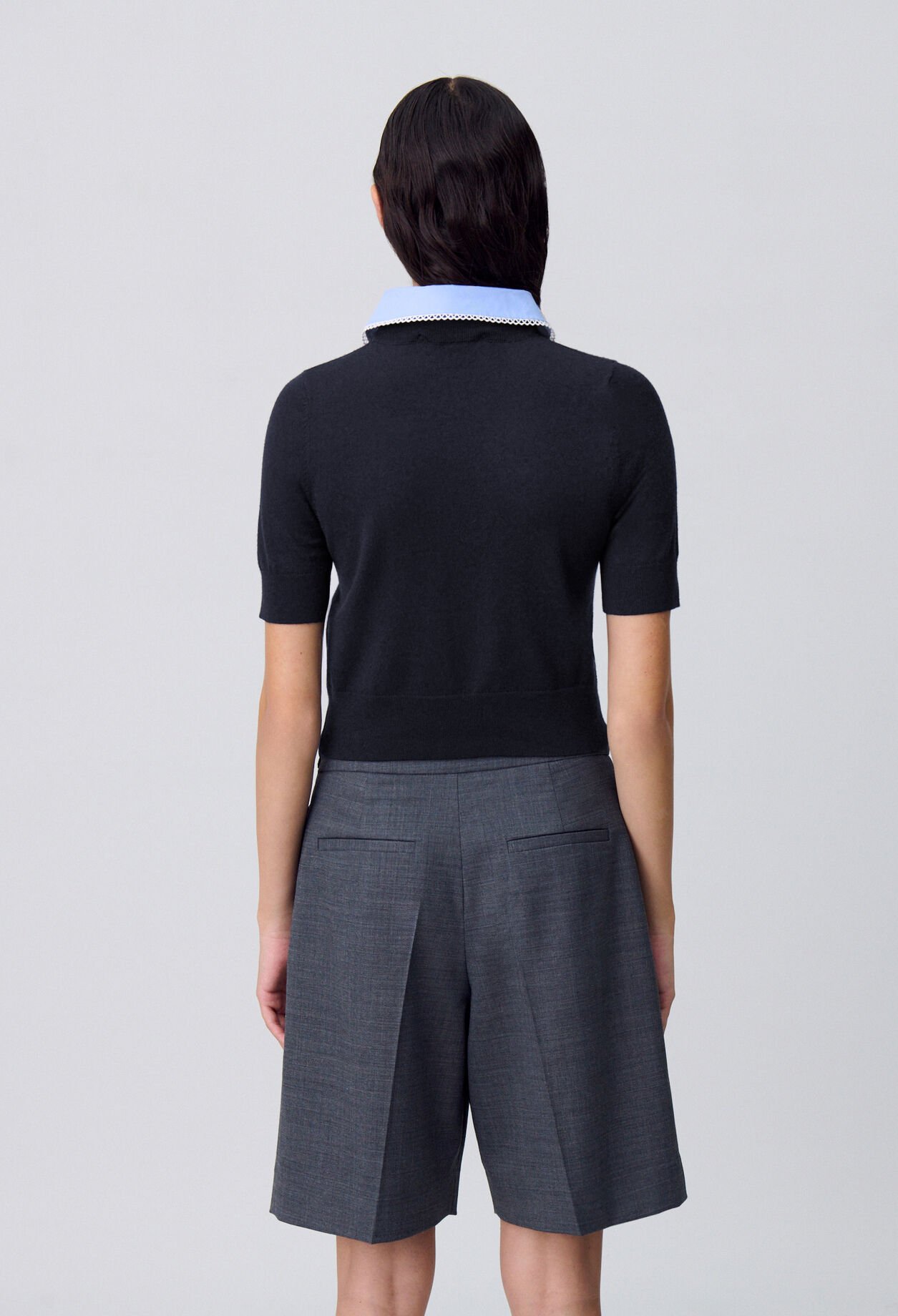 Fine Knit Top with Collar