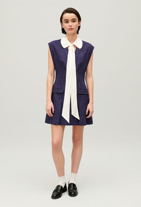 Short indigo checked dress