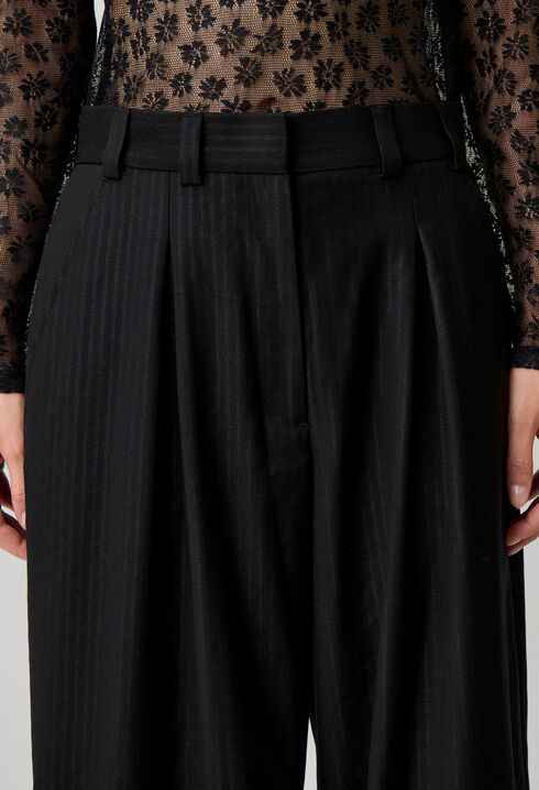 Straight striped wool trousers