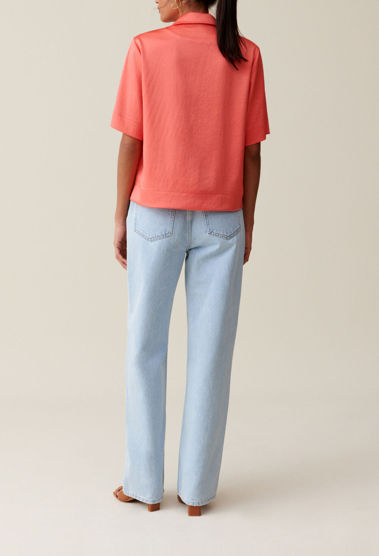 Flowing Satin Mandarin Shirt