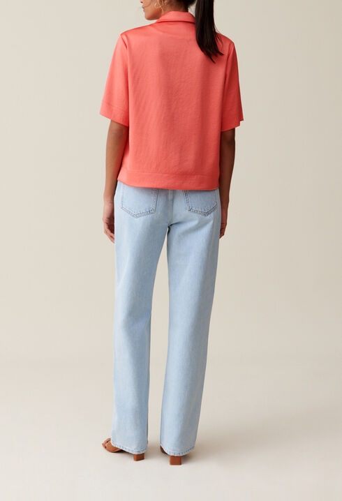 Flowing Satin Mandarin Shirt