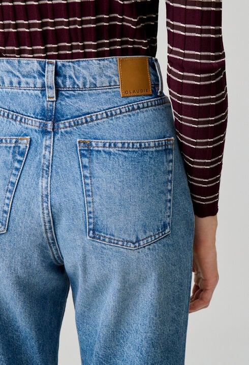 Straight washed denim jeans