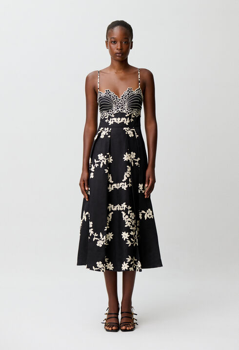 Floral embroidered strappy dress