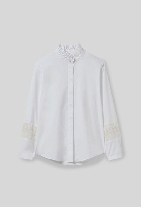Cotton shirt with frill collar