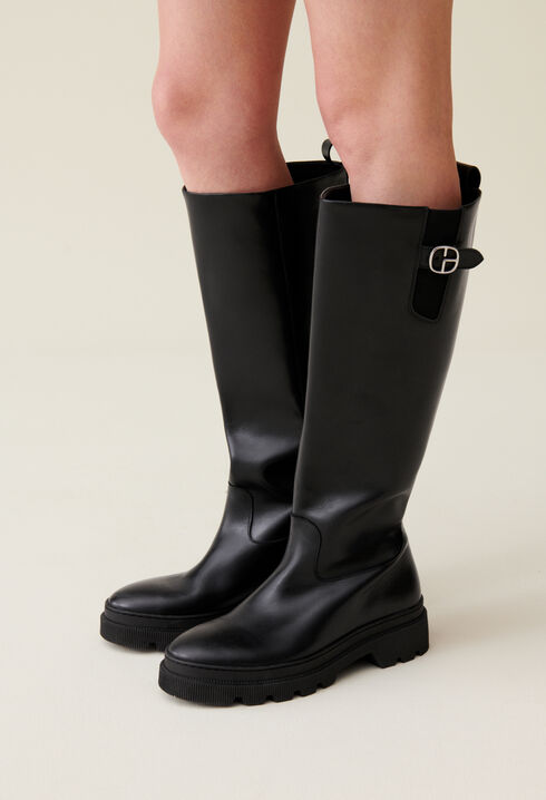 Smooth Leather High Boots