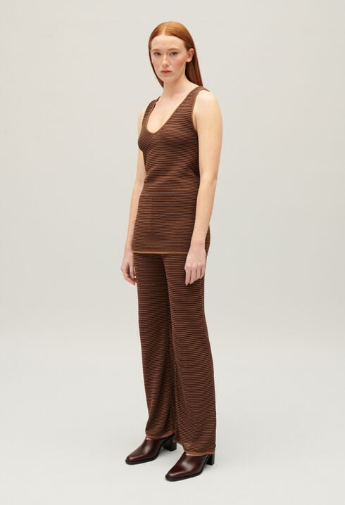 Brown striped trousers