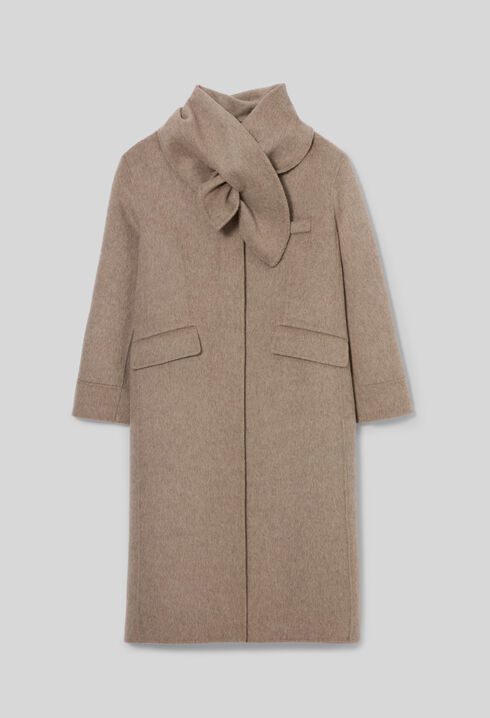 Long wool scarf collar coat
