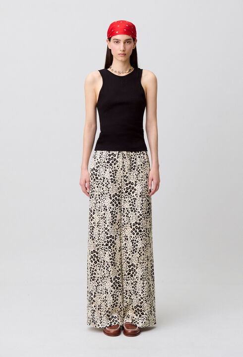 Animal print satin trousers