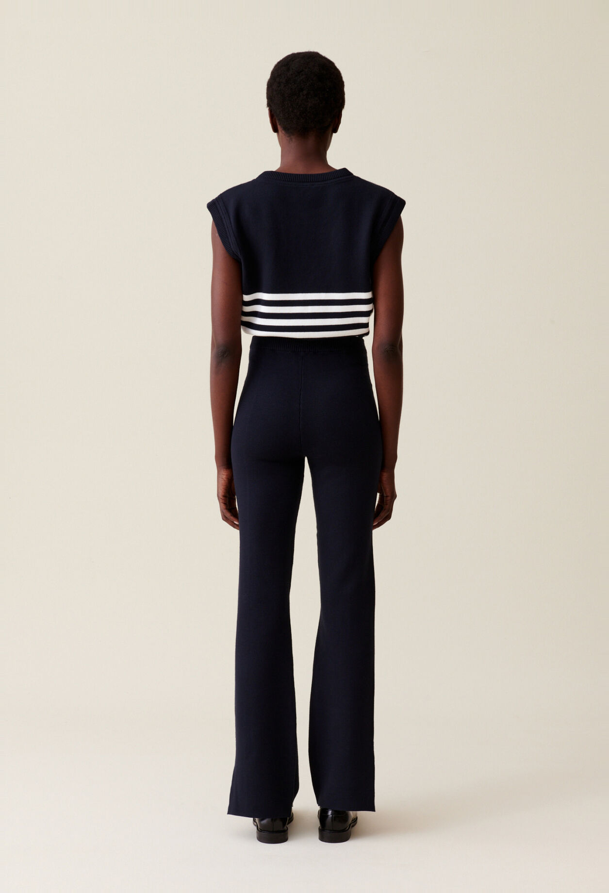 Navy blue knitted trousers