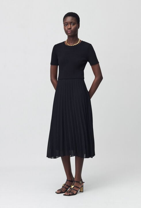 Long dual-fabric Teli dress