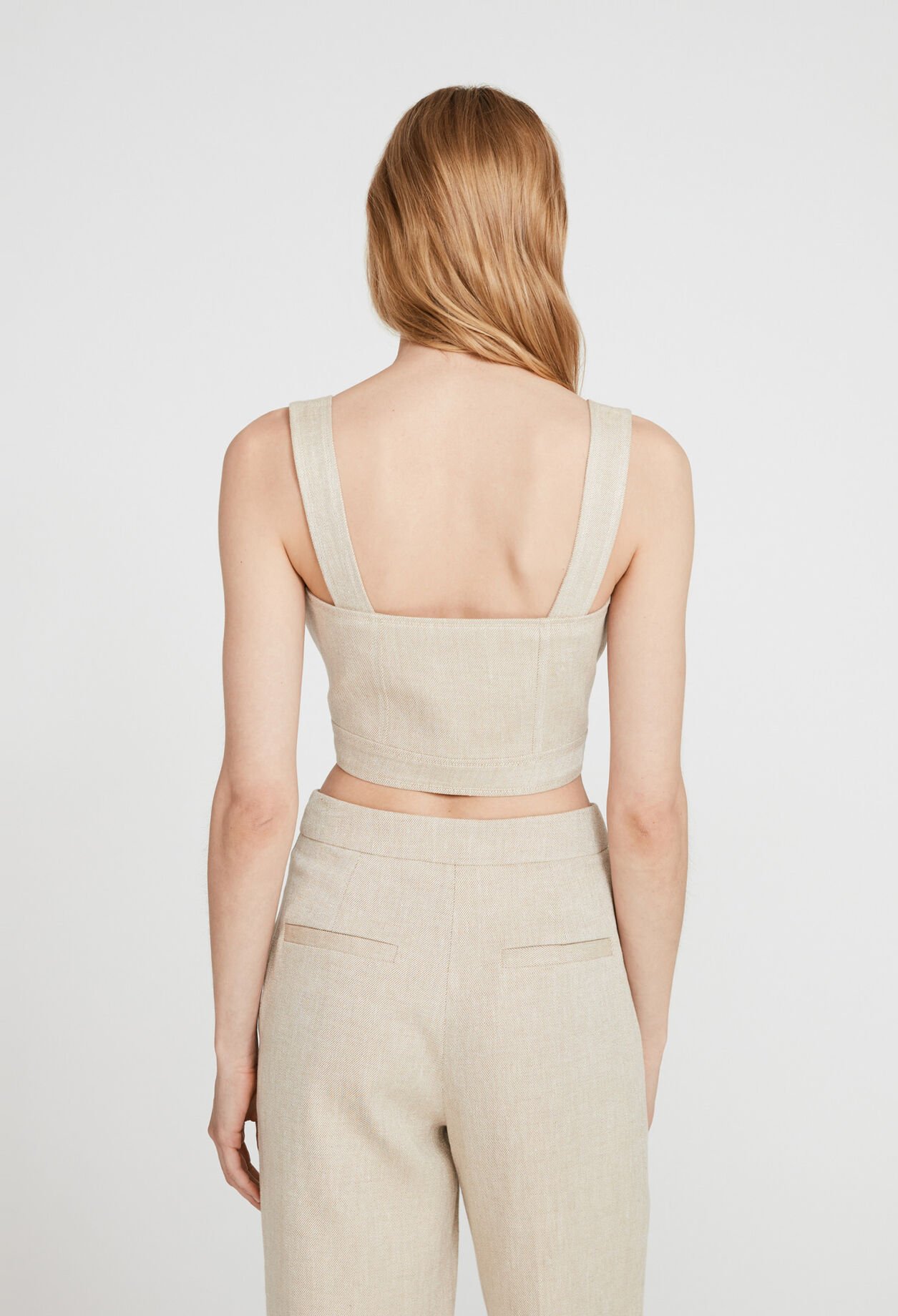 Linen beige crop top