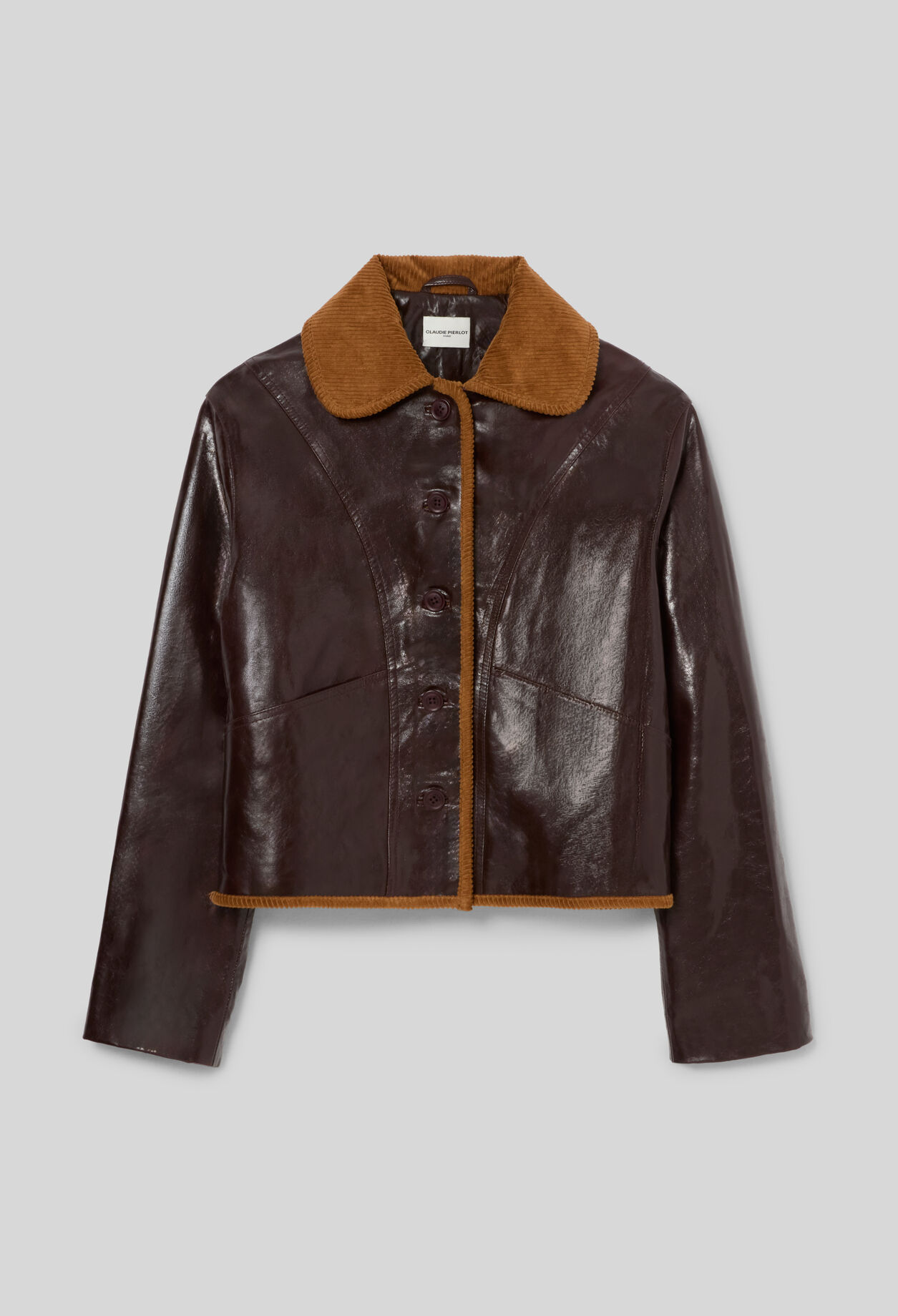 Shiny effect leather jacket