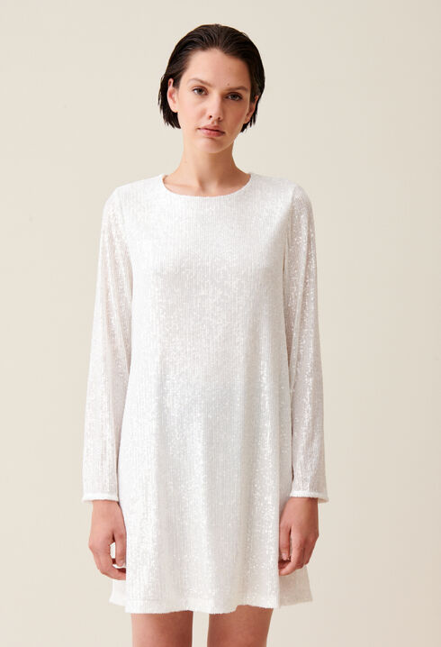Rififi short ecru dress with sequins