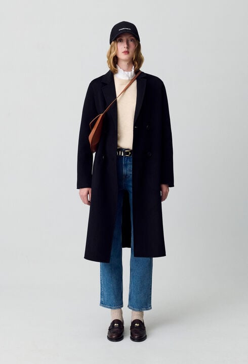 Black straight mid-length coat 