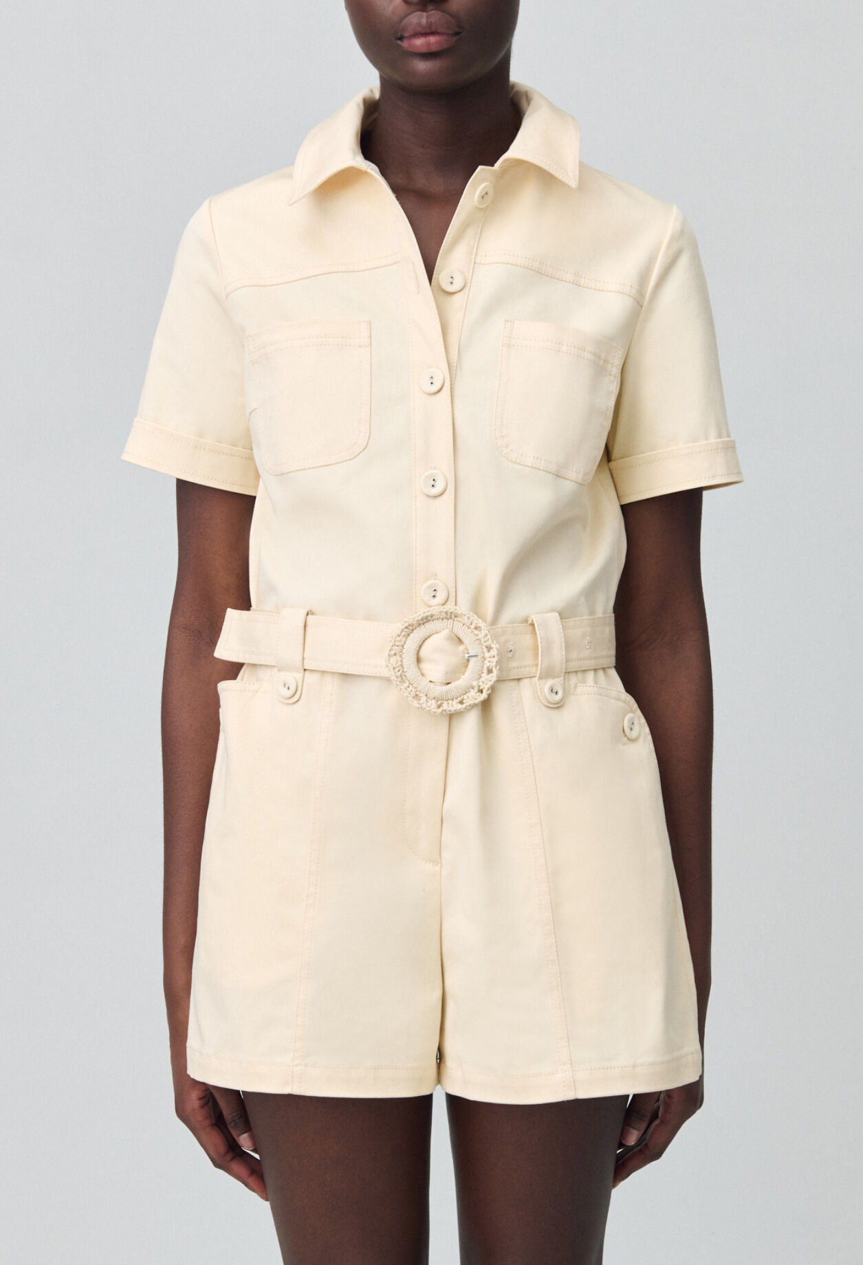 Shirt collar jumpsuit