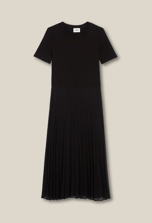 Long dual-fabric Teli dress