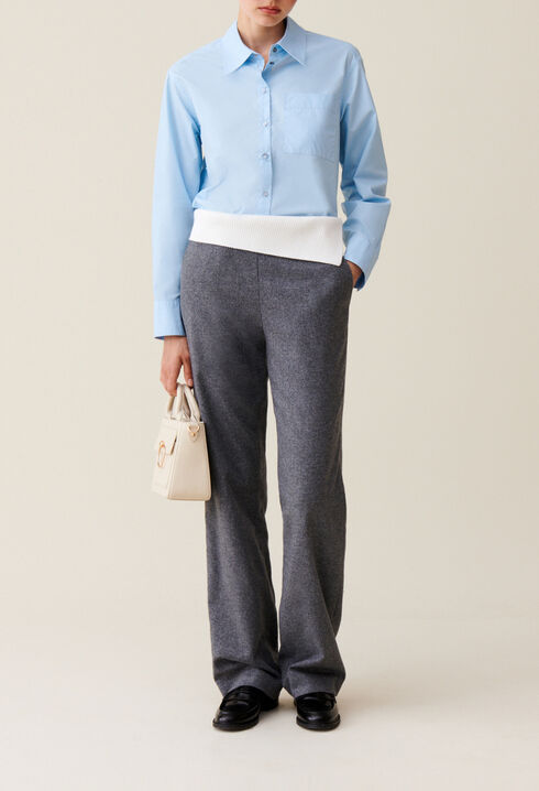 Straight trousers contrast belt