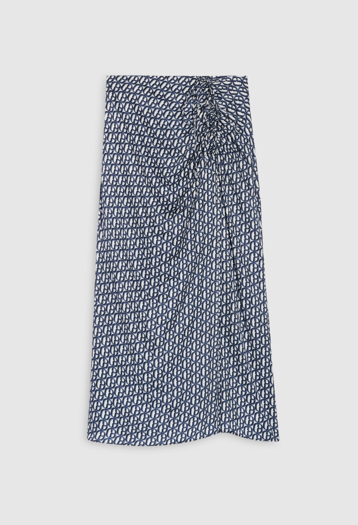 Monogrammed blue midi skirt