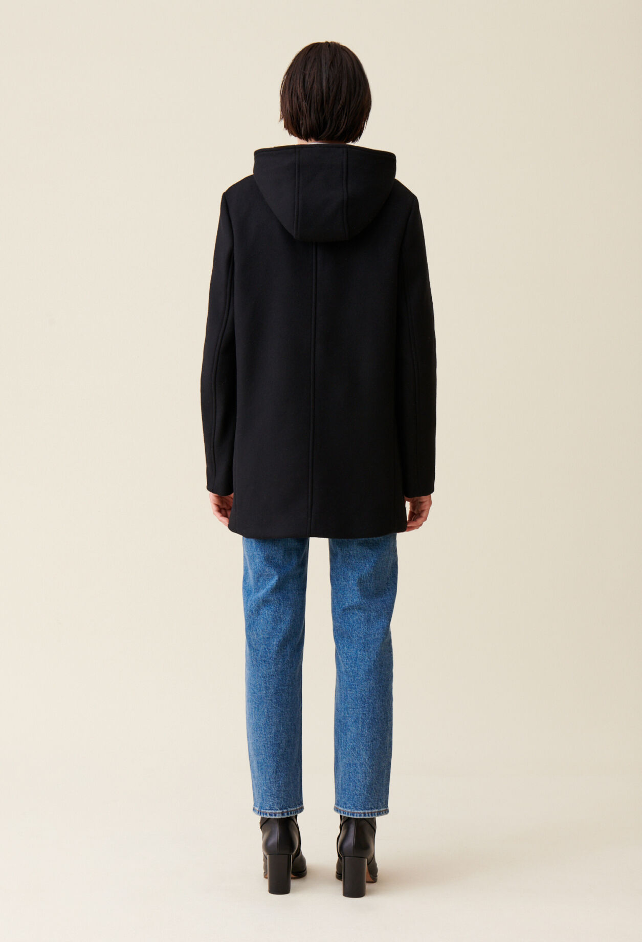 Black hooded coat