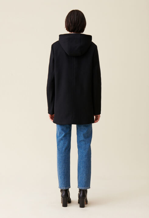 Black hooded coat