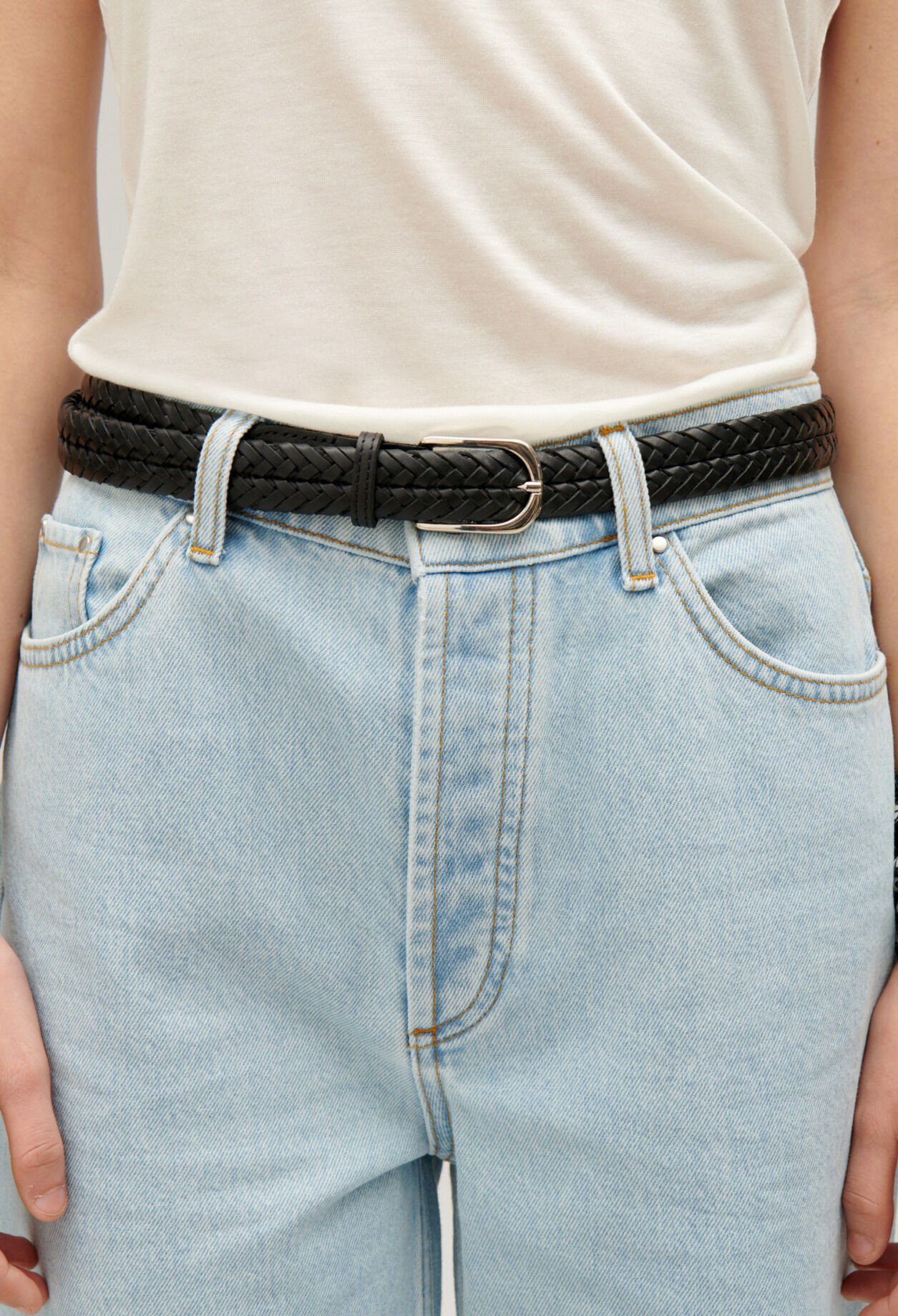 Braided leather belt