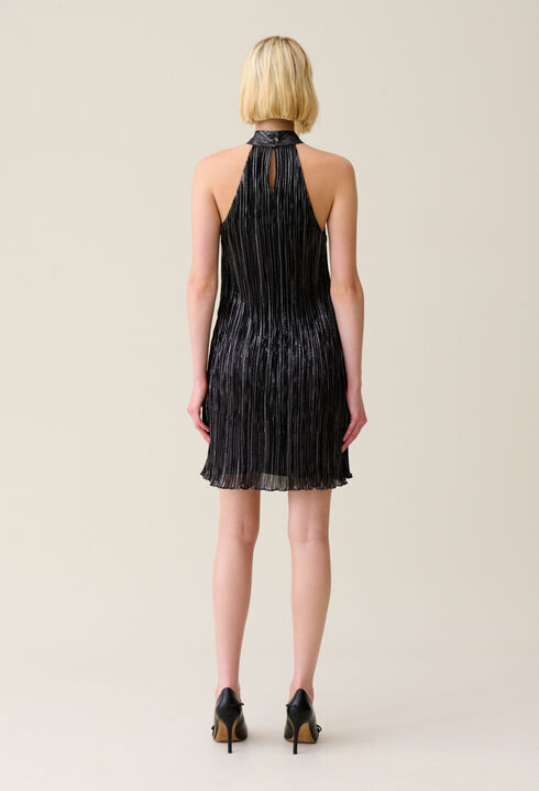 Silver pleated mini dress