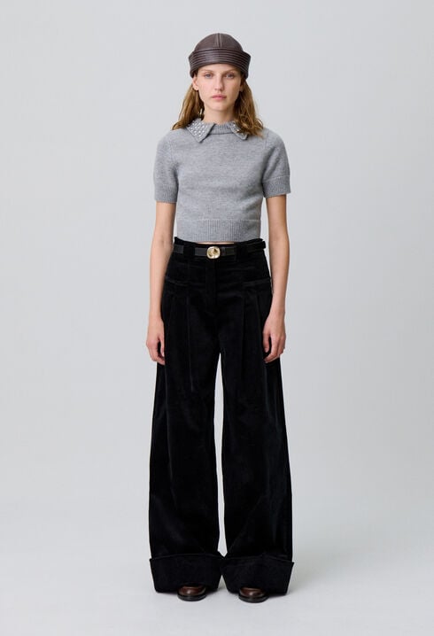 Wide-Leg Velvet Trousers