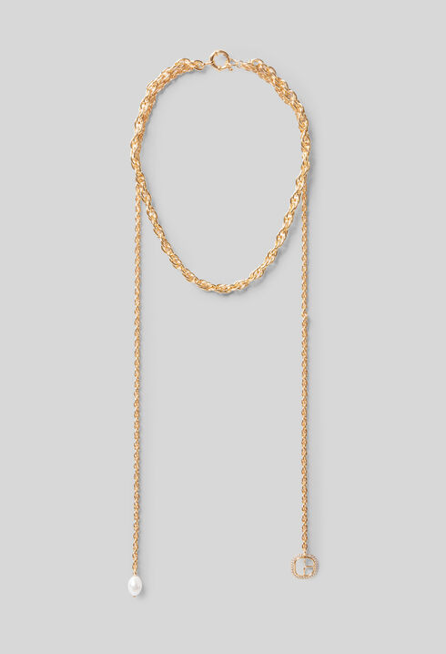 Double pearl chain necklace 