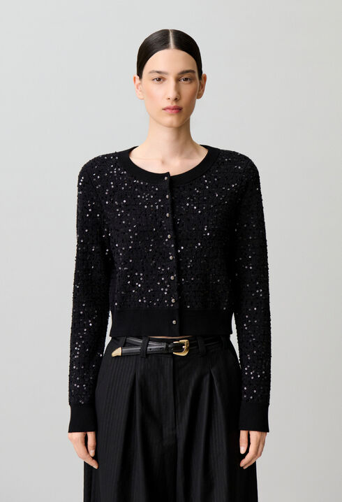 Classic sequin knit cardigan