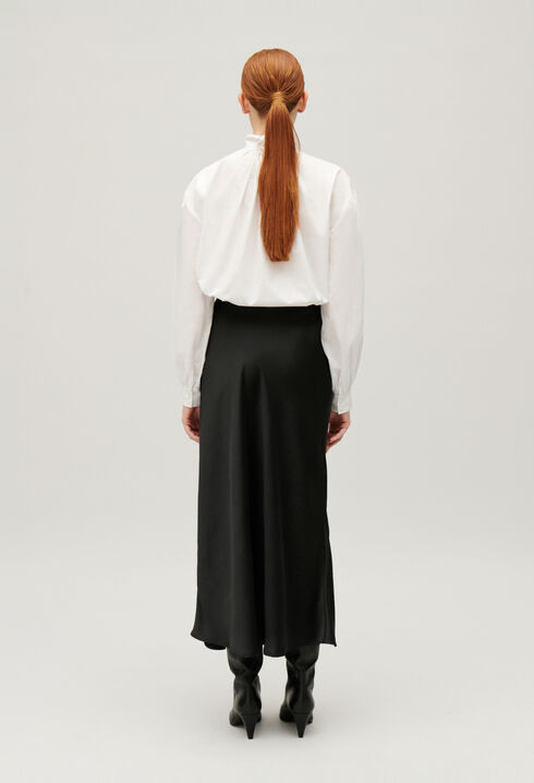 Satin-finish maxi skirt
