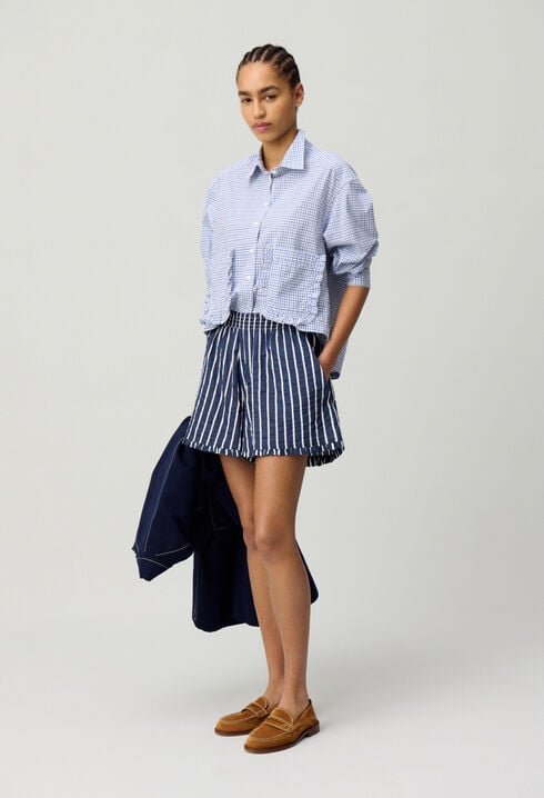 Striped ruffled shorts