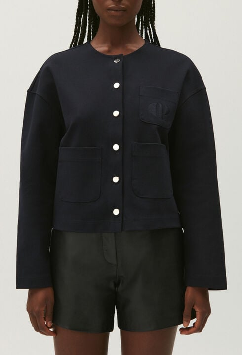 Navy blue cropped cardigan