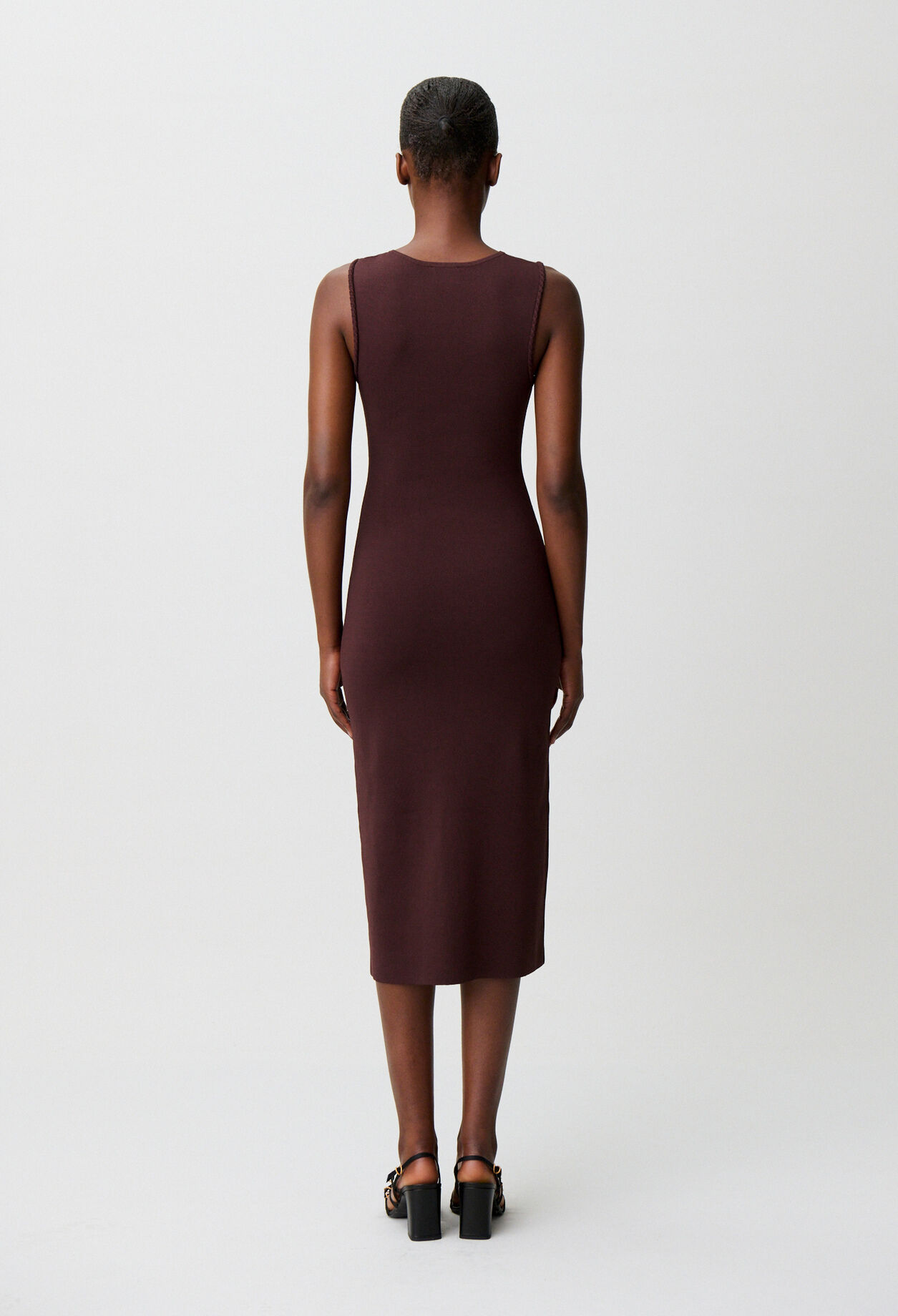 Knit midi dress with gold buttons