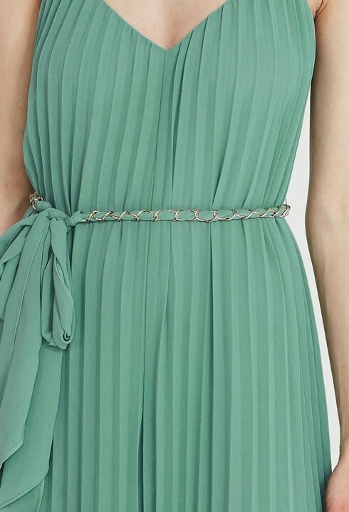 Pleated jumpsuit with straps
