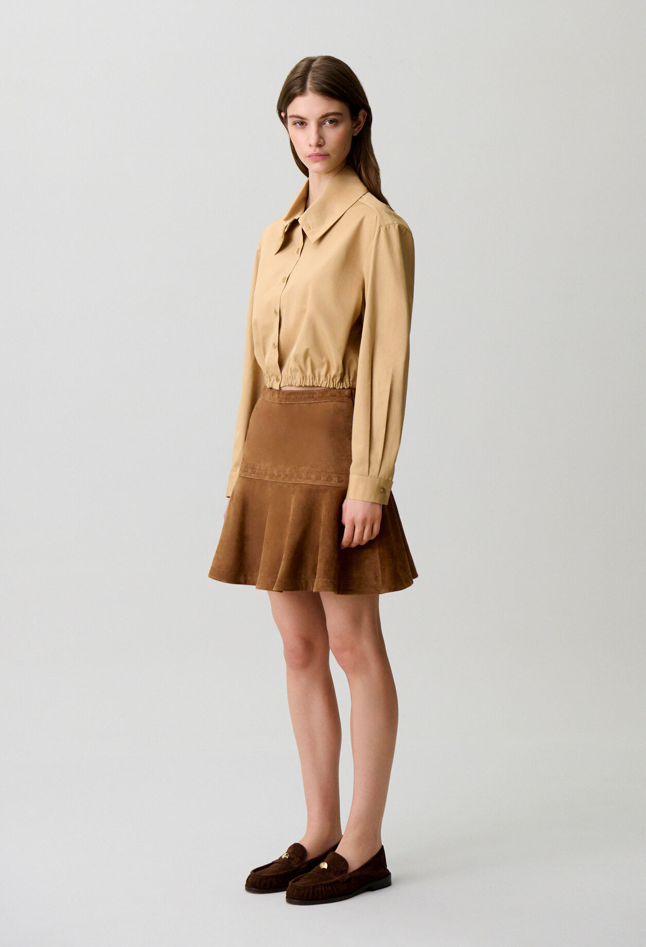 Short suede skirt