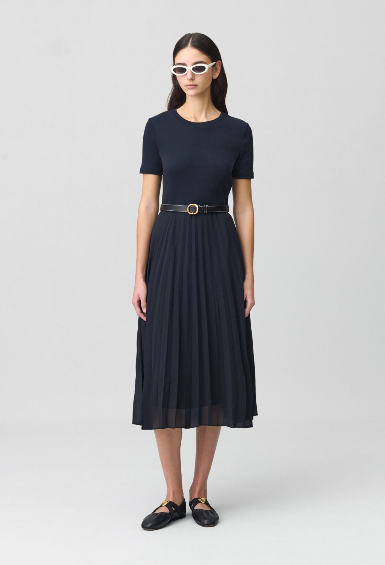 Long dual-fabric Teli dress