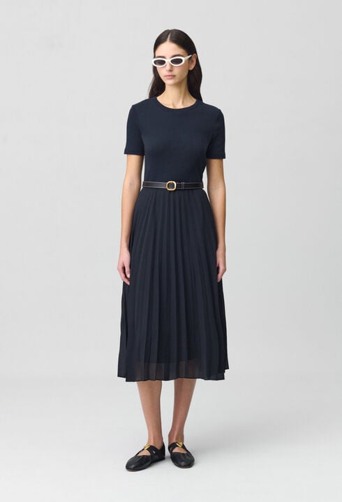 Long dual-fabric Teli dress