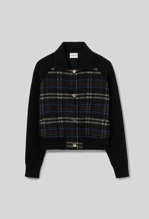 Striped bi-material jacket