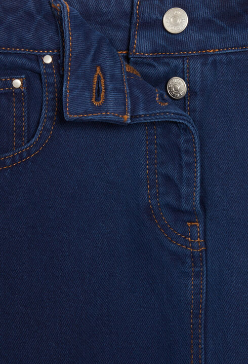 Blue denim midi skirt