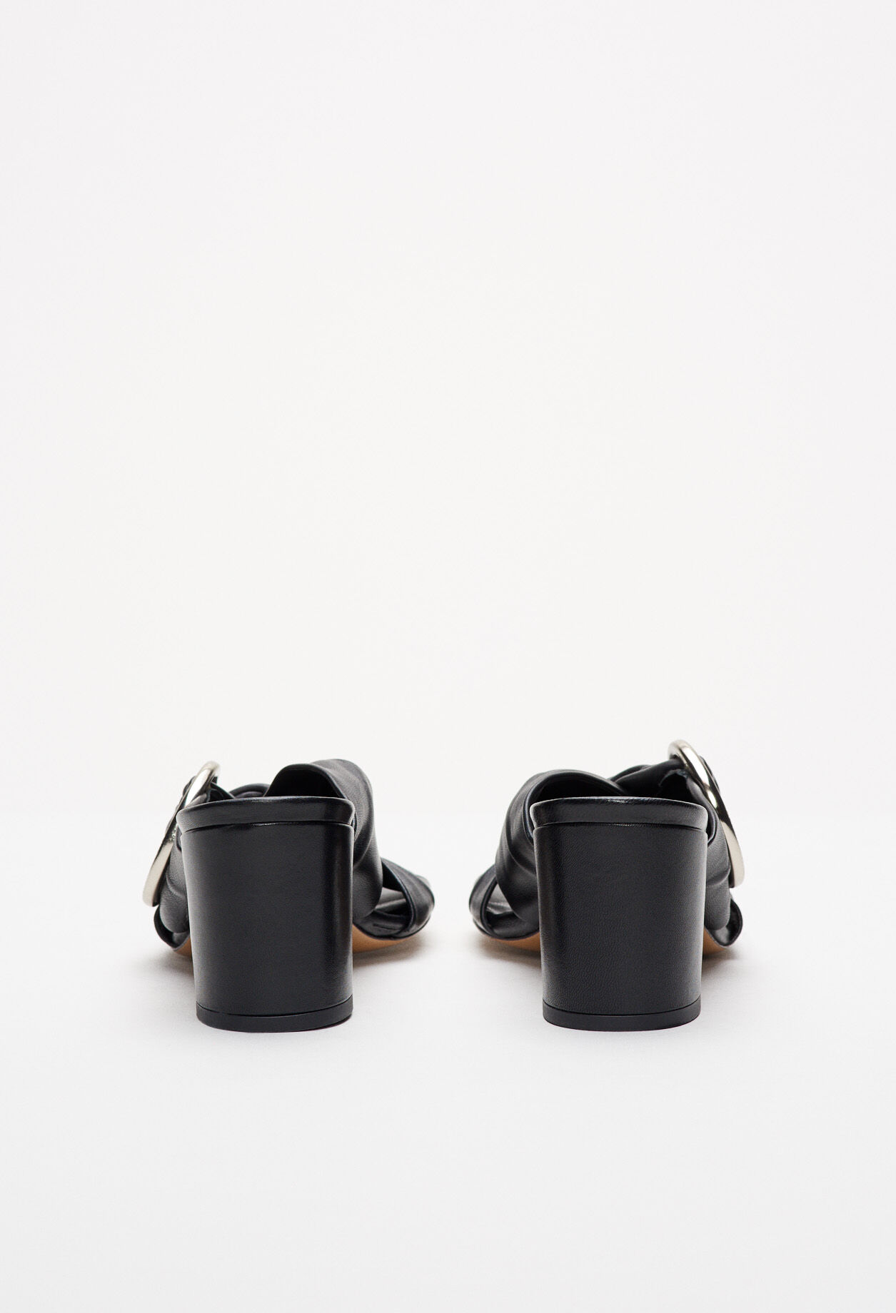 Mule sandal with metal buckle