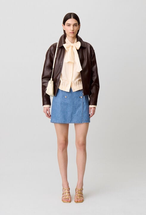 Pussy-bow poplin blouse