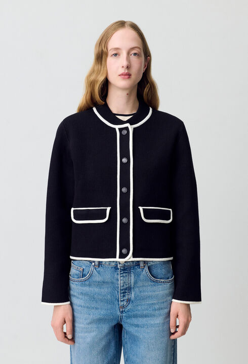 Two-Tone Chunky Cardigan
