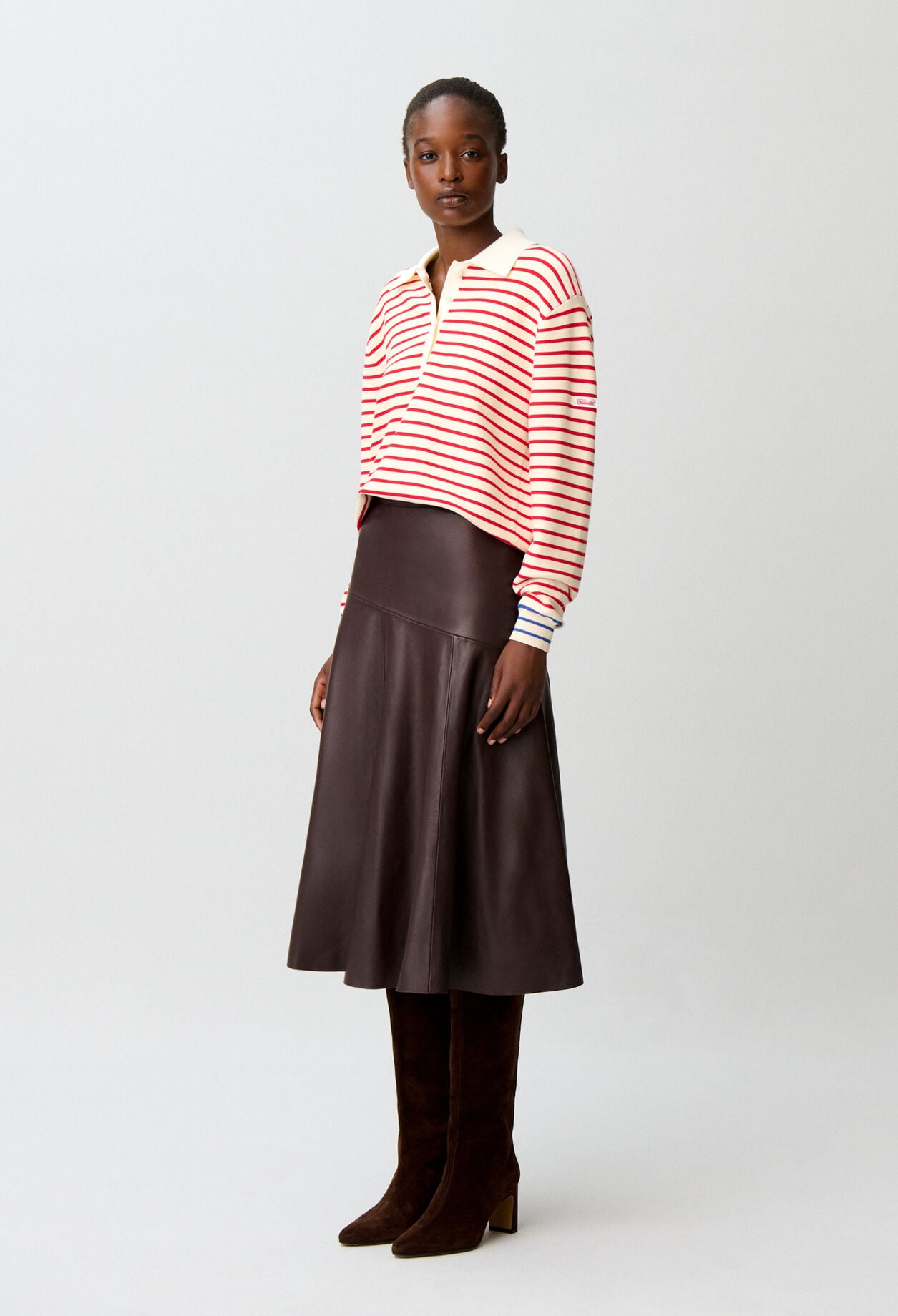 Mid-length leather skirt