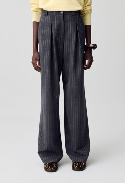 High-waisted straight-leg trousers