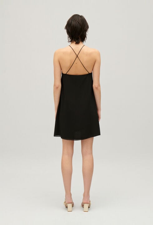 Short black pleated dress